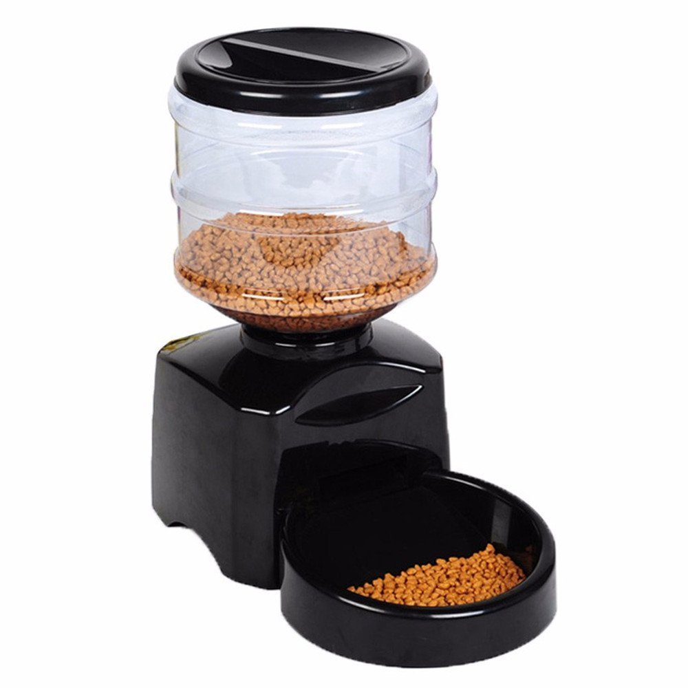 Roll over image to zoom in Fitiger Fitiger Automatic Feeder Cat Feeder Electric Pet Dry Food Container with LCD Display for Dogs Cats Puppy Kitty